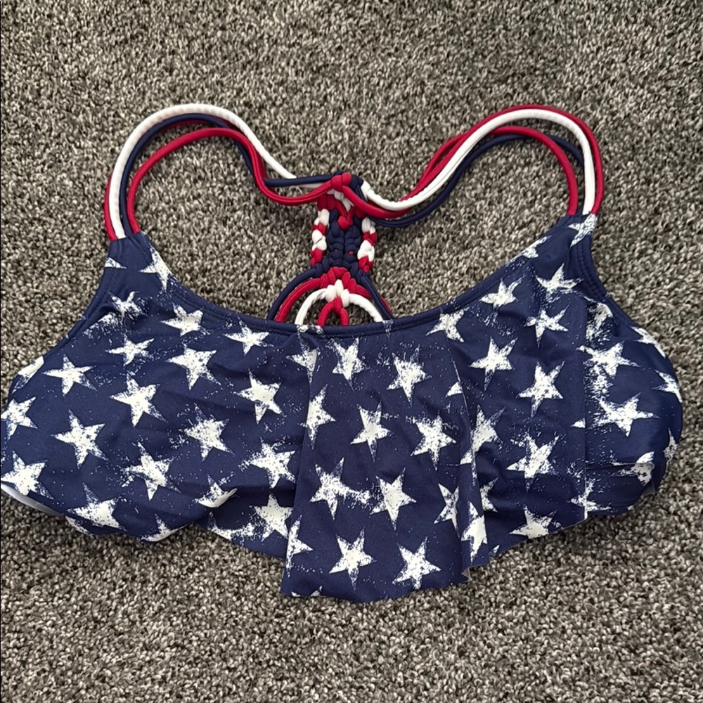 Star-Patterned Blue Swim Top